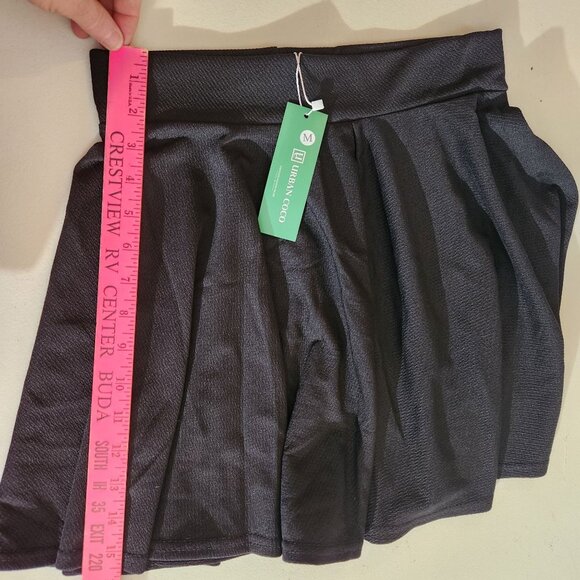 Urban Coco Pleated Flared Skater Skirt Medium Black - Picture 6 of 11